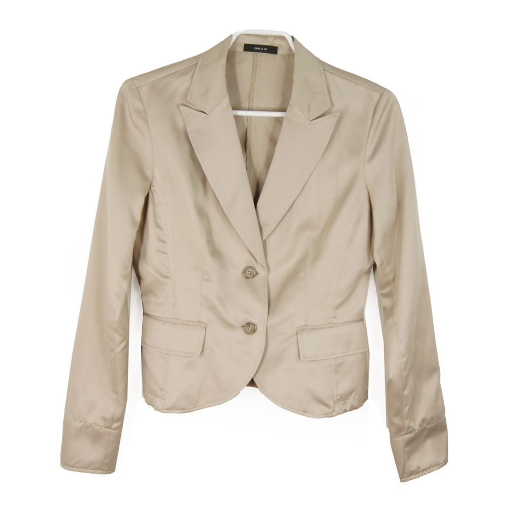Vintage Comme Ca Ism Japan Satin Beige Button Up Blazer Jacket